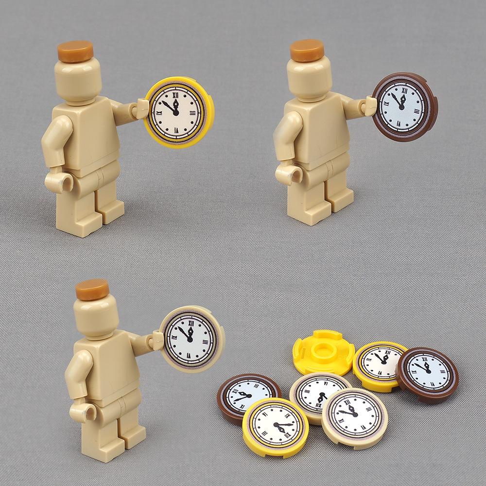 Wzór Tarczy Zegarowej Wskazówki Czasu 14769 Nadruk Klocki Budowlane 2X2 Okrągłe Akcesoria do Modelu Sceny Zabawka Małe Klocki