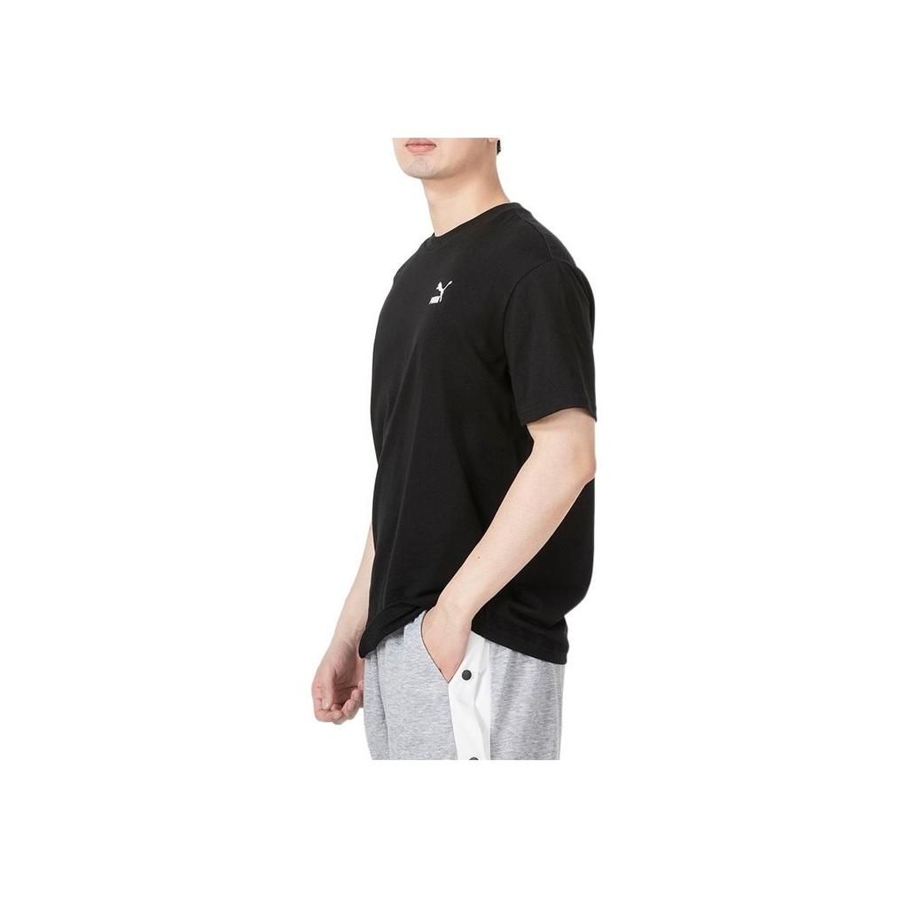 Puma Letter Logo Print Round Neck Short Sleeve T-Shirt American Vintage SS22 Men T-Shirts Black 536926-01