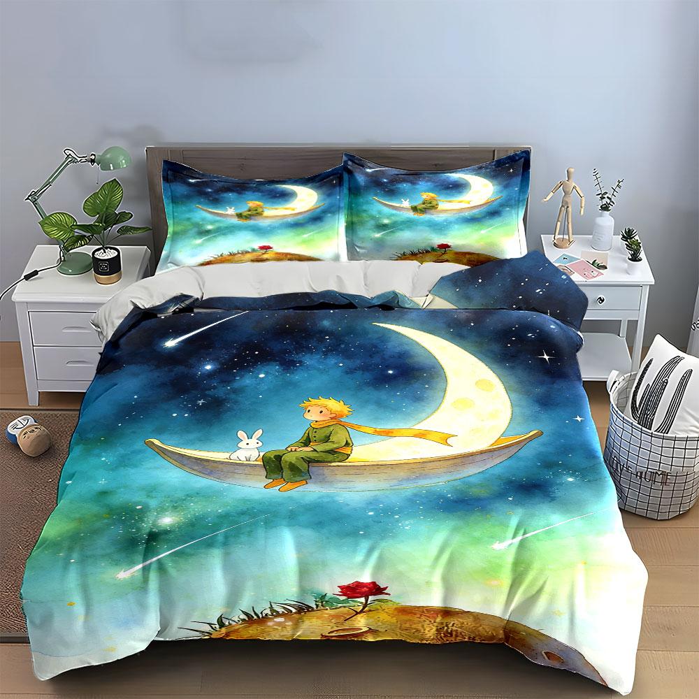 Moon, stars, rabbit, rose. Bedding sets Duvet cover sets Duvet covers Pillowcases(1 * Duvet Cover 2 * Pillowcases without duvet insert)