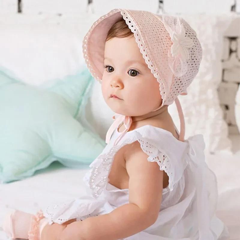 Princess Baby Lace Court Hat Summer Hollow Infant Sunscreen Cap Flower Newborn Fisherman Caps 0-1year Children Girls Photo Props
