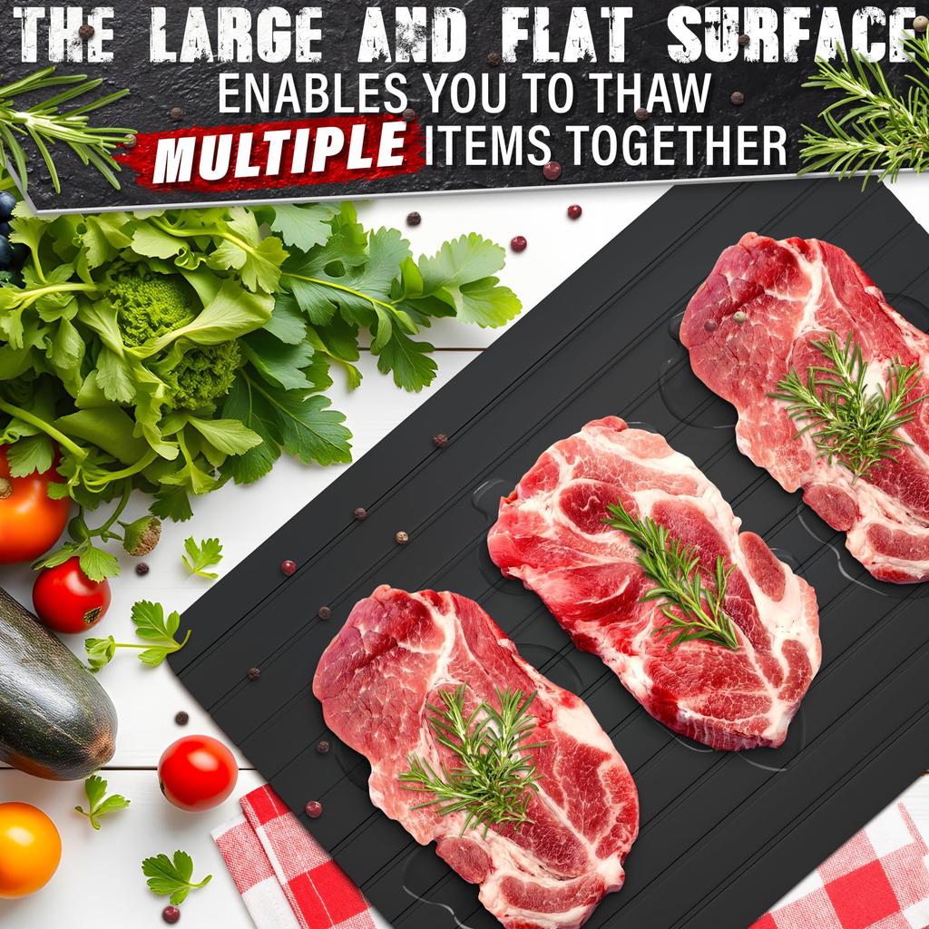 Quick Defrosting Tray for Frozen Meat Fish Vegetables Non-Electric Aluminum Thawing Non-Stick Surface High Thermal Conductivity