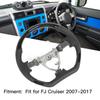 Car Steering Wheel Hydro‑Dip Steering Wheel Perforated Leather Flat Bottom Black Stitching for FJ Cruiser 2007 To 2017
