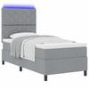 Boxspring Bed with LED Light Strips Light Gray 90 X 200 Cm Fabric