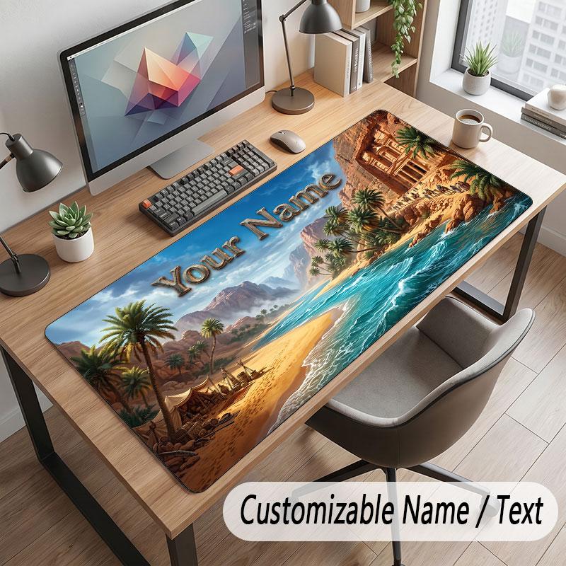 Tappetino Mouse Personalizzato Tema Paesaggio Montano Stampa Personalizzata Nome Testo Tappetino da Scrivania per Decorazione Tavolo Ufficio di Casa