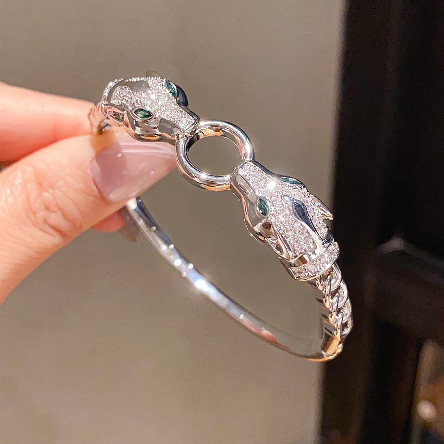 Wolf 18k Gold Plated Zircon Ring Bracelet For Fashion Women