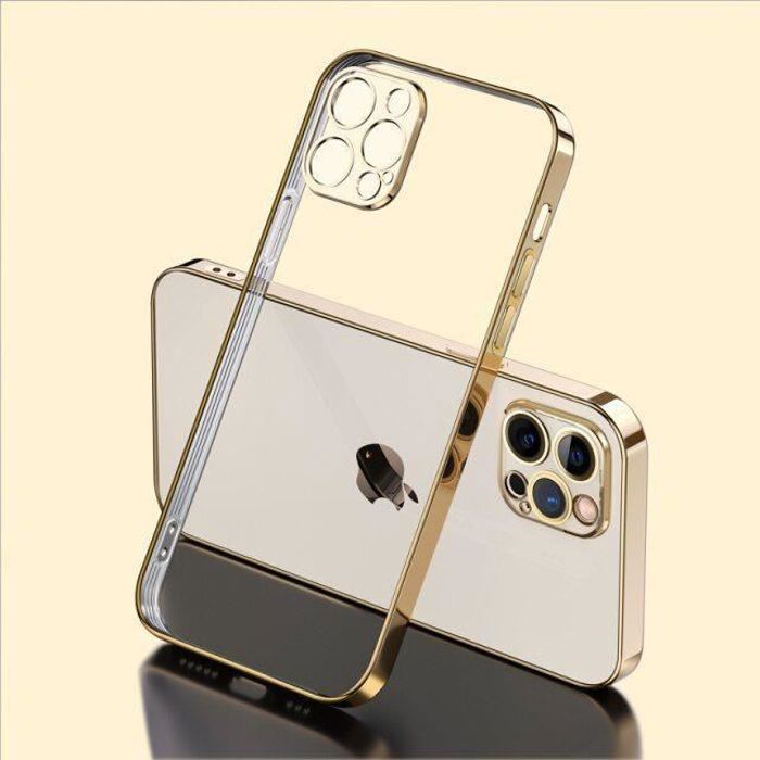 Coque - E.F.Connection - pour iPhone 13 Pro Max - Doré - 2 Verres Trempés - Souple