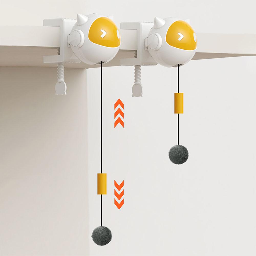 Electric Cat Toy Ball Automatic Lifting Spring Rod To Relieve Boredom Plush Ball Lifting Ball Interactive Puzzle Smart Pet Toy