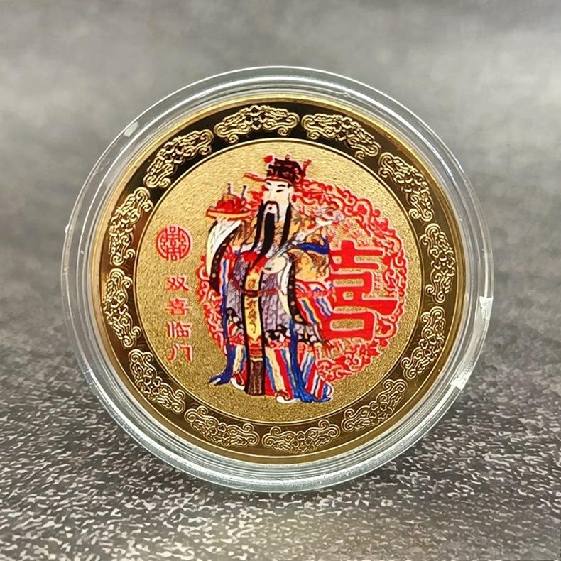 Fortune, Fortune, Longevity, Happiness, Wealth, Creative Wealth Attraction Coins, Color Printed Commemorative Medals, Metal Crafts, Badges