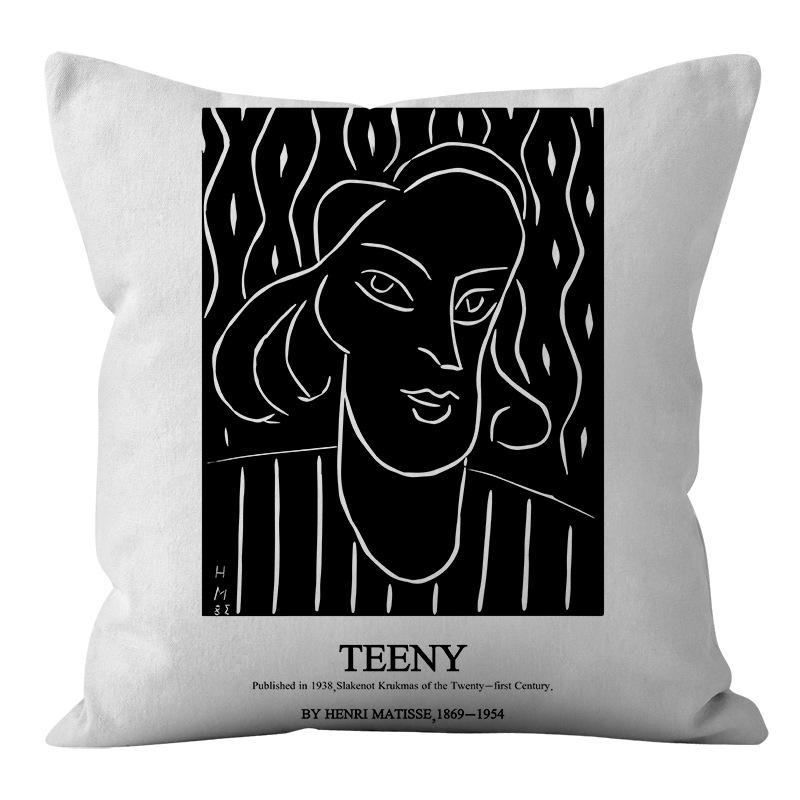 Nordic Ins Style Simple and Light Luxury Lines Black and White Plaid Pillow Case Pillow Lunch Break Pillow Sofa Cushion