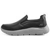 Go Walk Flex Leather Fashion Comfortable Shock Absorbing Lightweight Low Top Casual Shoes Men Sneakers Black Gray 216622-BKGY