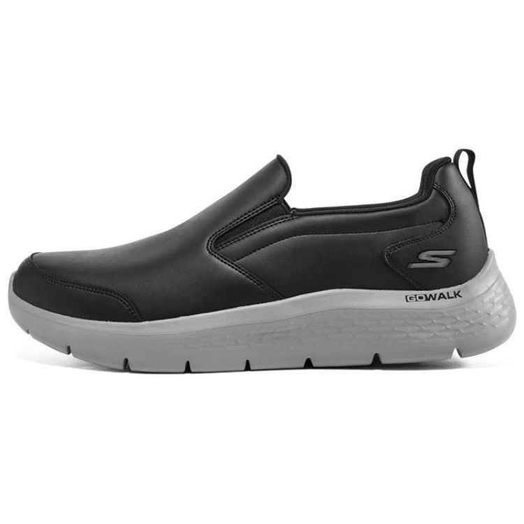 Skechers Go Walk Flex Leather Fashion Comfortable Shock Absorbing Lightweight Low Top Casual Shoes Men sneakers Black Gray 216622-BKGY 39.5