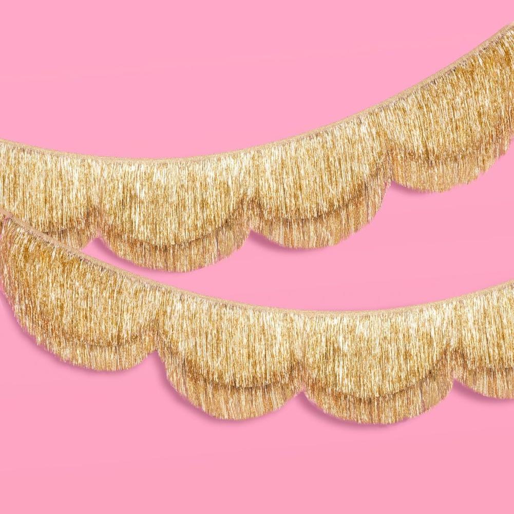 Double Layer Fringe Fringe Banner Fan Streamer Shape