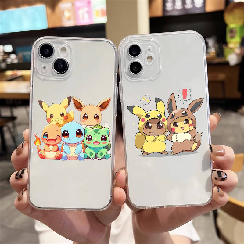 E-53 Pikachu and Eevee Case for Samsung A04S A05 A14 A06 A51 A15 A16 A12 S20 S21 S24 Ultra A55 A54 OPPO Reno 8 5 A22 A23 A25 A35 A34 A52 A11