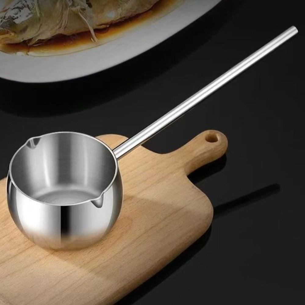 Durable Stainless Steel Butter Warmer Pot 10oz/300ml Thickened Small Saucepan Long Handle Mini Cooking Sauce Bowl