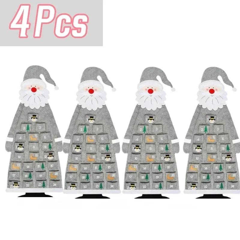 24 Day Advent Calendar Santa Felt Pendant for Christmas Decoration Pendant Countdown  Holiday Wall Calendar Home Decoration