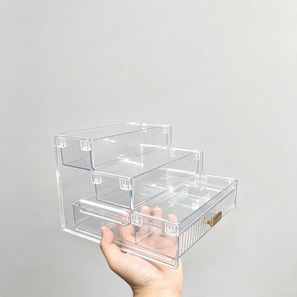 Space Save Jewelry Cosmetic Storage Tray with A Drawer Nail Polish Perfume Stand Holder Home Use
