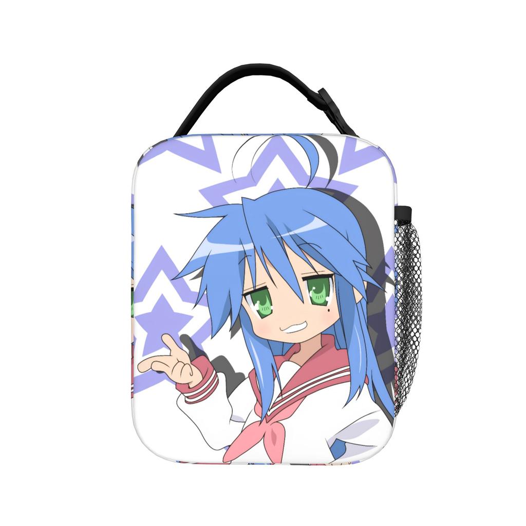 Anime Girls Lucky Star Insulated Lunch Bag Portable Izumi Konata Reusable Thermal Bag Lunch Box Tote Beach Picnic Men Women