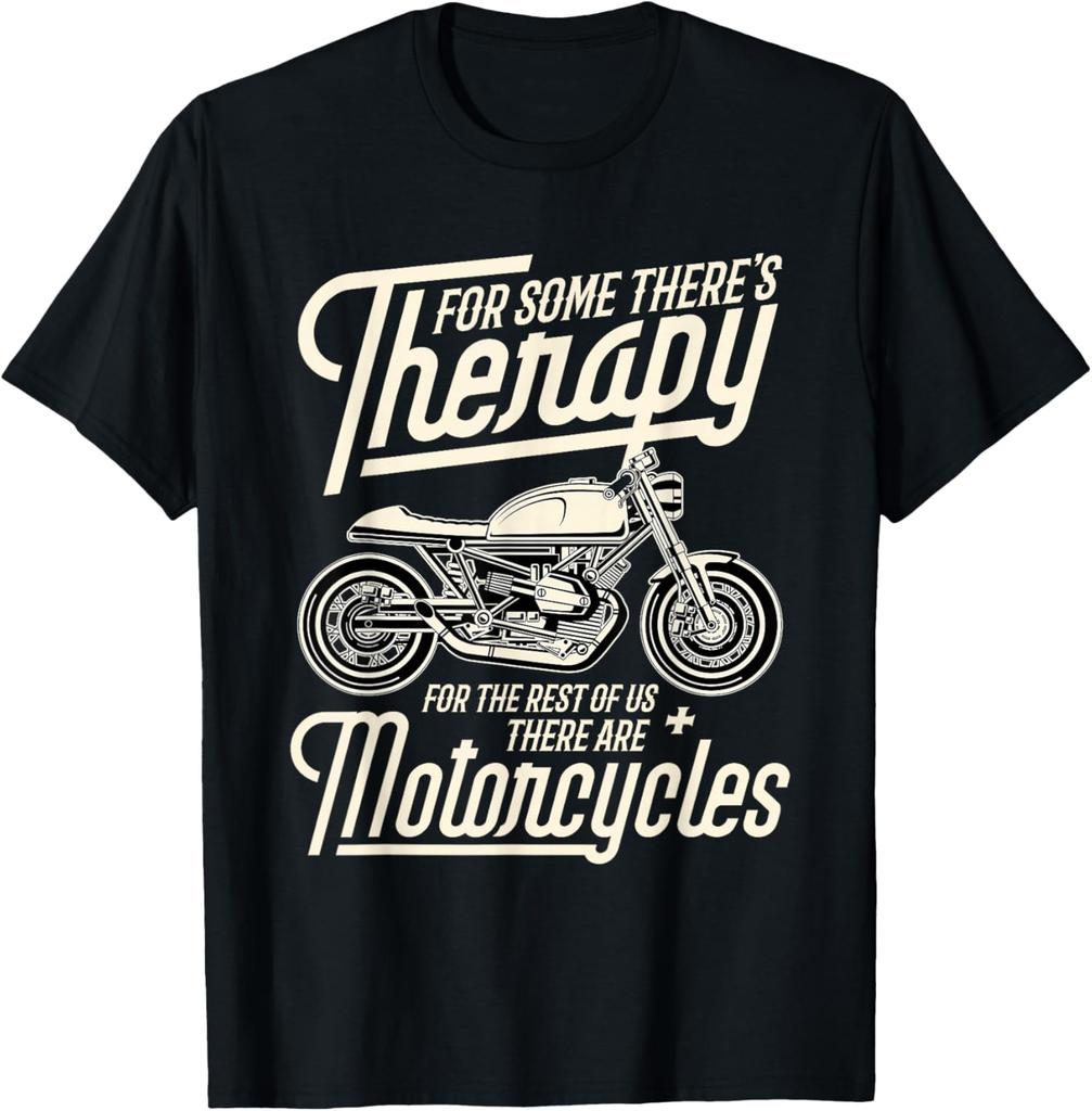 Funny Motorcycle Rider Therapy Vintage Biker Gift TShirt 100 Cotton ONeck Short Sleeve Summer Casual Unisexs Tshirt Streetwear