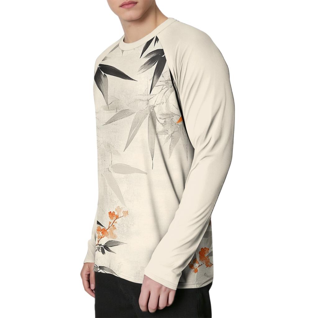 Pánské módní tištěné raglánové sportovní tričko s dlouhým rukávem