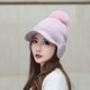 1Pc New Hat Winter Ear Protection Fleece Thermal Cotton Cold Autumn and Winter Foreign Style Knitted Fleece Wool Peaked Cap Women