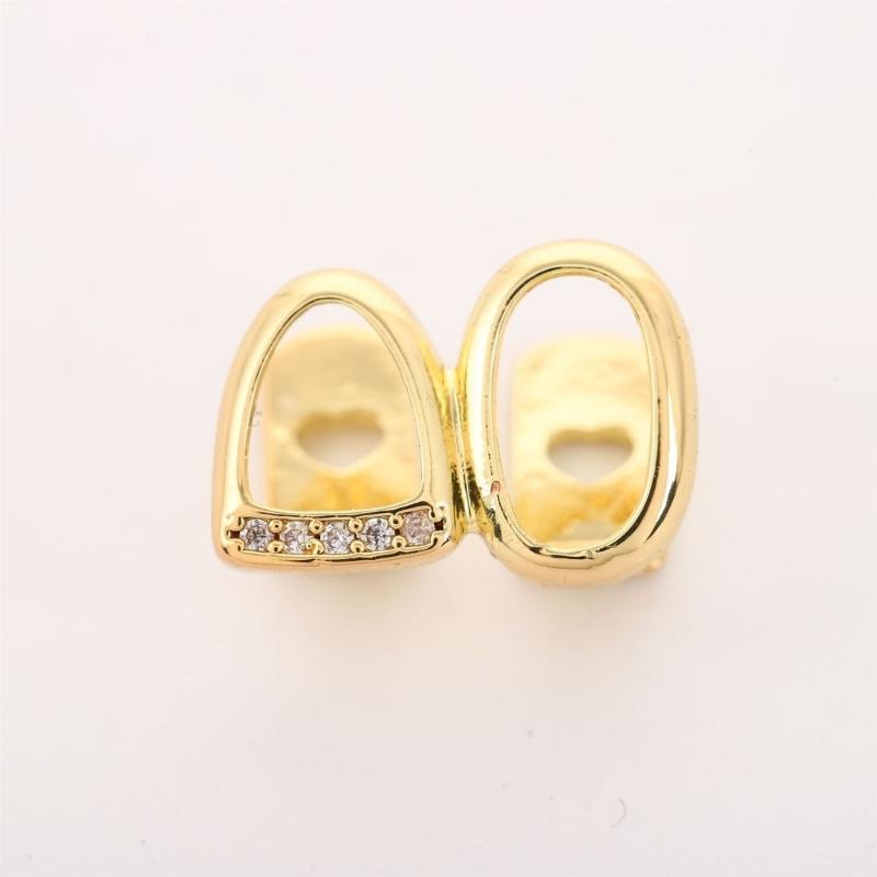 DIY Glossy Teeth Grillz Hip Hop Gold Silver Color Top Bottom Tooth Caps For Women Men Jewelry Halloween Cosplay Gift