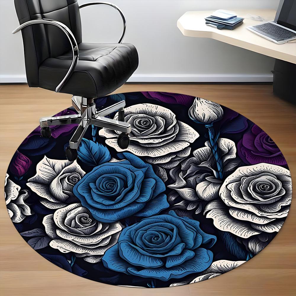 1pc Floral Bouquet Roses Office Round Area Rug, Indoor Mat Suitable ForOffice, Under Office Chairs Bedroom Living Room Home Decor, Room Deco,  N44