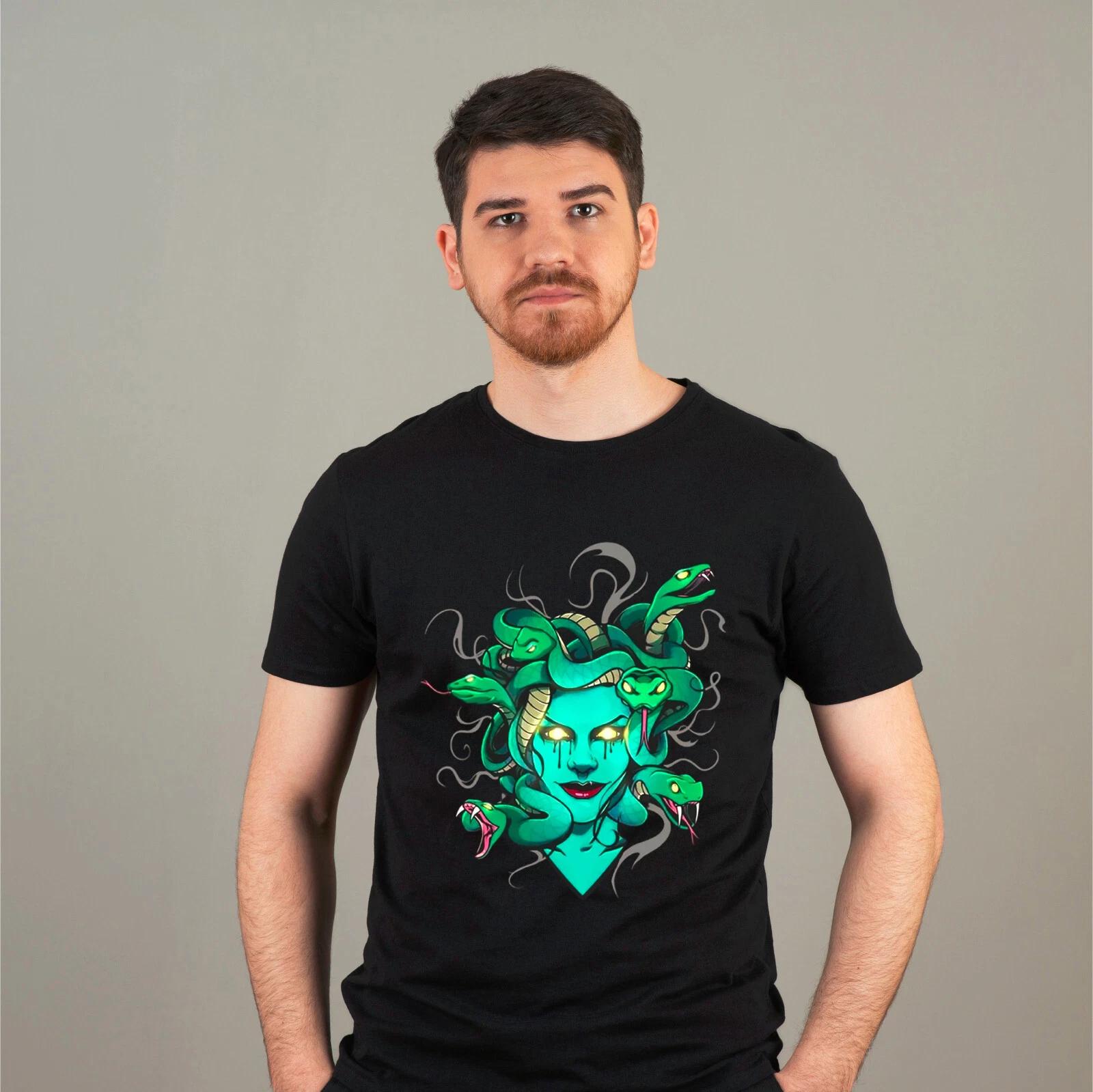 Medusa T Shirt, Mens Monster Gorgon Snake Perseus Mythology Role Playing Tee M