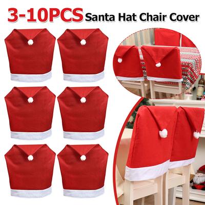 Christmas Chair Protector Cover Decorative Red Hat Chair Cover Festival Favor for Banquet Holiday Festival Decor
