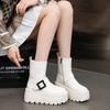 Thick-soled retro Martin boots women's shoes 2025 fashion simple and versatile height increase 8cm casual mid-tube boots trend