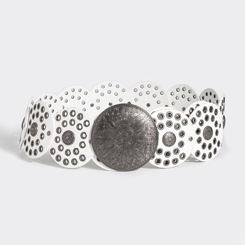 Breiter Vintage-Punk-Gürtel mit Nieten-Ösen-Beschlägen für modische Streetwear