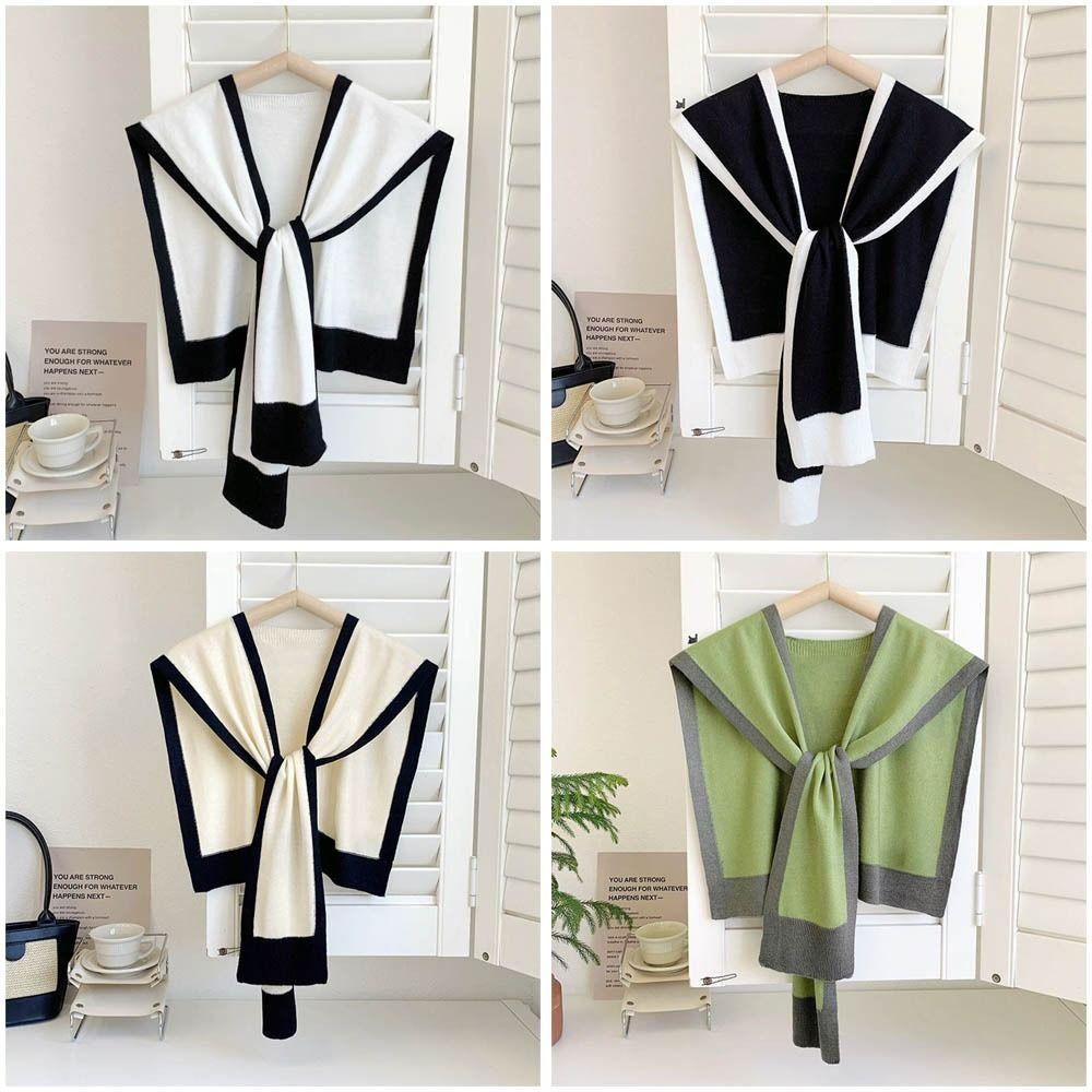 Striped Fake Collar Fiber Detachable Collar New Knitted Shawl  Unisex