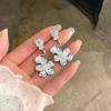 Elegant High-End Pearl Flower Stud Earrings with Diamond Inlay - Versatile and Luxurious Accessories for Women