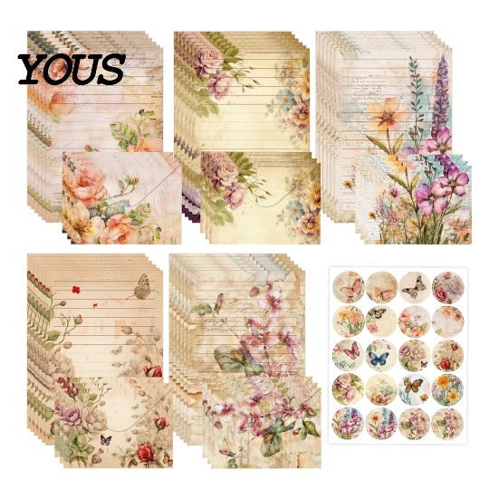 Dreamy Watercolor Theme Paper Letterhead Set, Envelopes Letter And Stickers Handwritten Blessing Note Cards Kit, Correspondence Birthday Messages