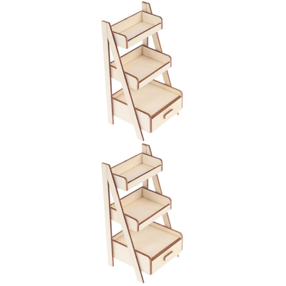 Mini Wooden Flower Stands for 1:12 Dollhouse, 2-Piece