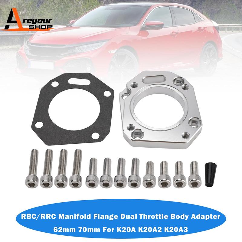 Areyourshop RBC/RRC Manifold Flange Dual Throttle Body Adapter 62mm 70mm For K20A K20A2 K20A3
