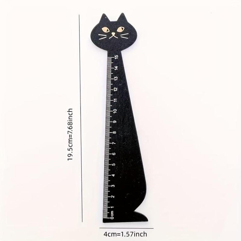 2Pcs 15cm Scale Ruler Creative Cartoon Ruler Cat Wooden Ruler Student Stationery Straight Ruler Office School Supplies