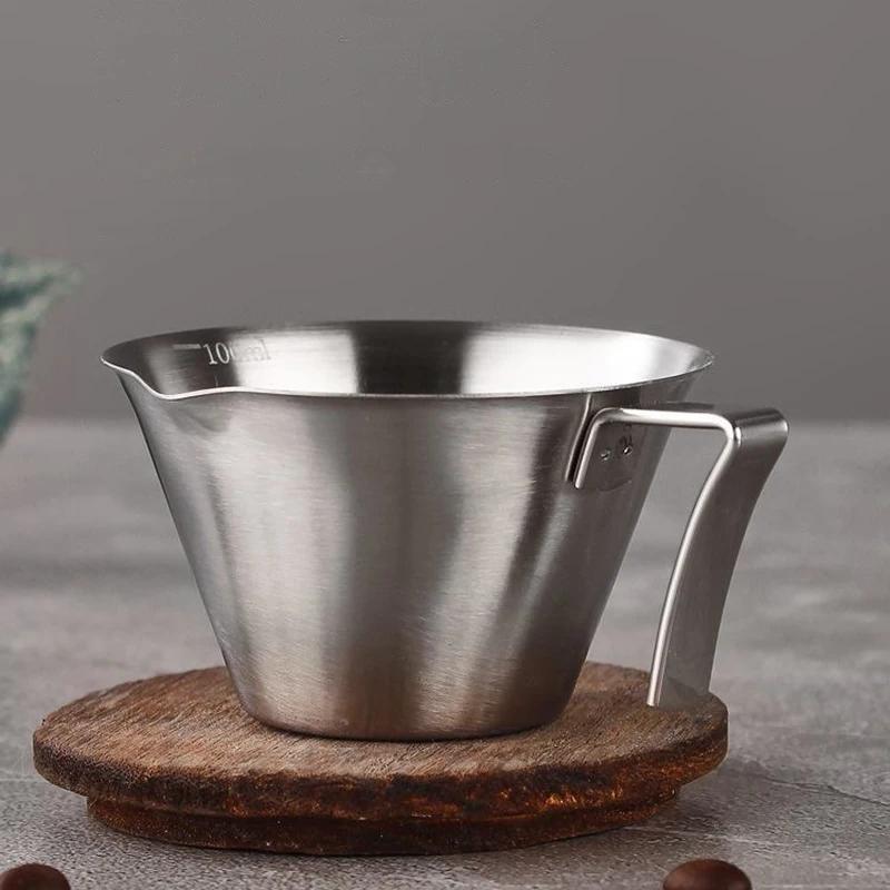 Tasse d'extraction de café en acier inoxydable 304, tasse d'extraction d'espresso de 100 ml avec bec verseur, tasse pratique d'une once, accessoires de café