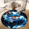1pz Tappeto Rotondo Volpe Blu Design Anime Tappetino per Sedia, Tappeto Antiscivolo per Ufficio e Arredamento Casa