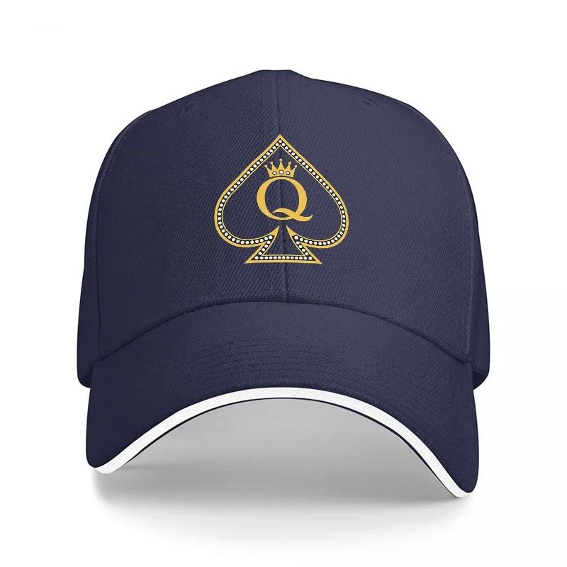 Cappellino da Baseball Nero Ricamato in Oro con Regina di Picche Design Classico Poker Cappello Regolabile Premium per Unisex e Donne