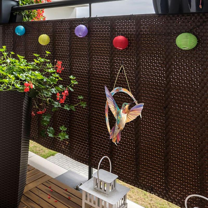 Akrilik Vitray El Sanatı Bahçe Penceresi Balkon Sinek Kuşu Asılı Avlu Ev Duvar Kuş Süsü Kapı Dekorasyonu