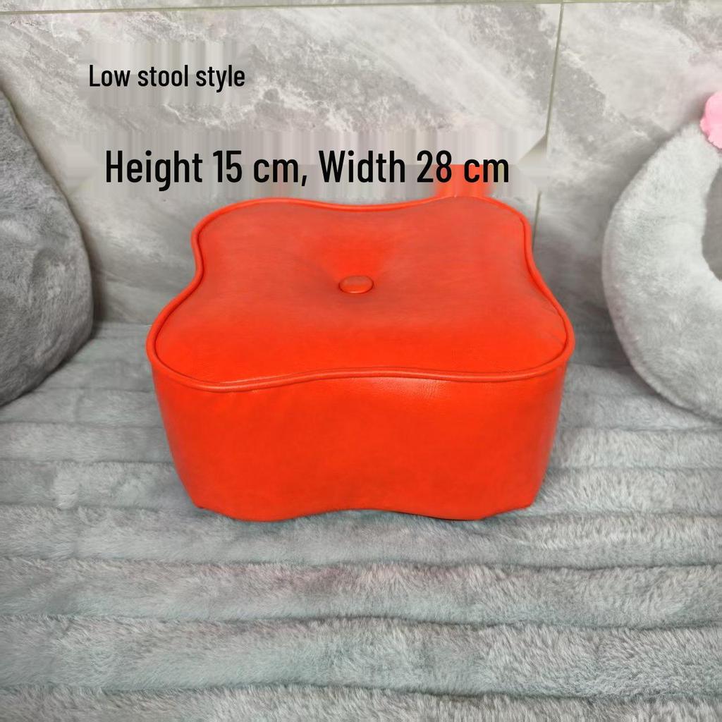 Four-Leaf Clover Upholstered Leather Stool for Living Room or Entranceway