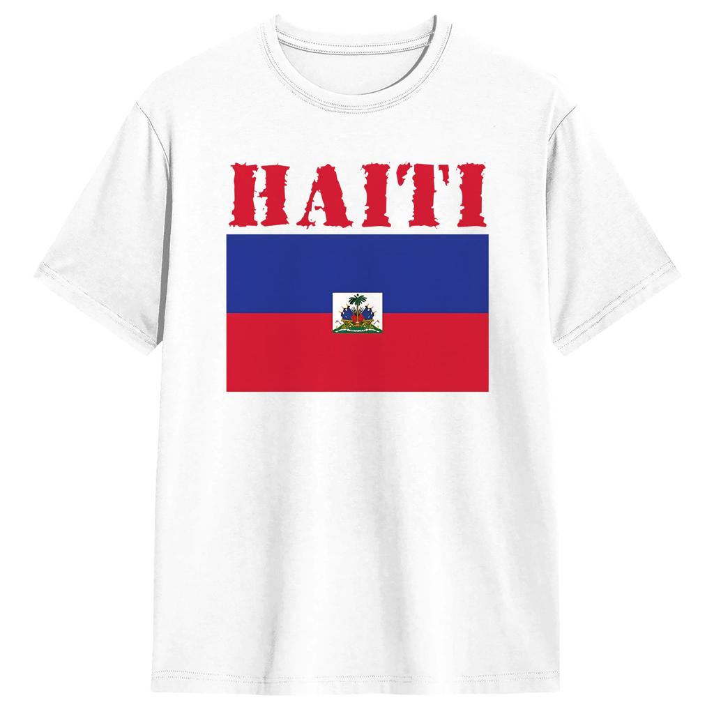 Unisexs TShirt Haitian Flag Love Haiti Awesome Cotton Tee Shirt Short Sleeve  T Shirt Crew Neck Clothes Unique