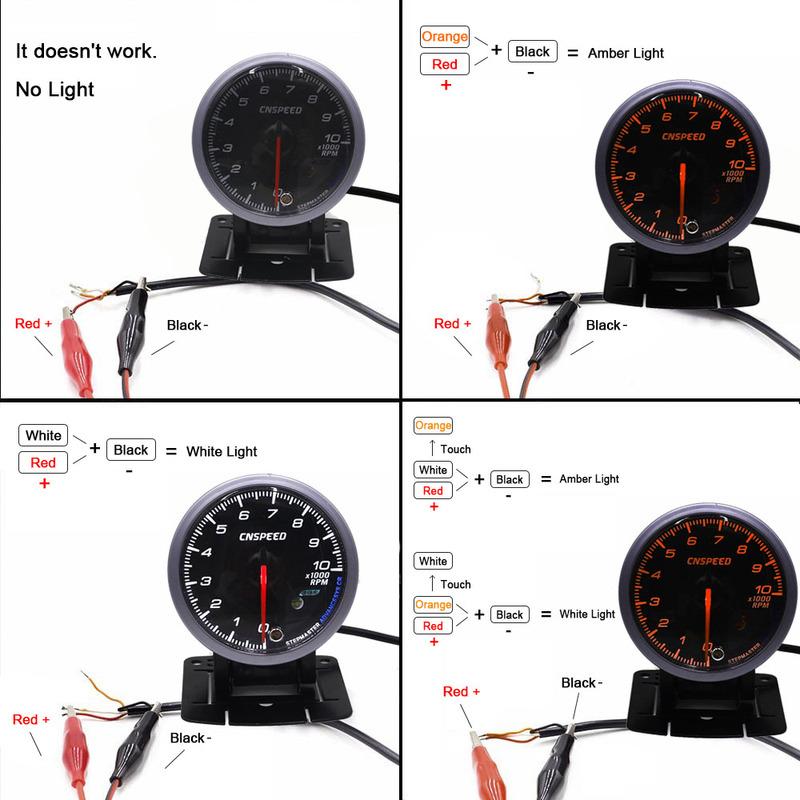 CNSPEED 2.5" 60mm New Boost Gauge Exhaust Gas Car Temperature Gauge Oil Pressure Water Temperature Oil Temperature Voltage Meter