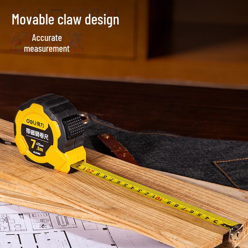 Deli Magnetic Tool Belt Tape Measure - High Precision, Stainless Steel, Available in 3m, 5m, 7.5m, and 10m.