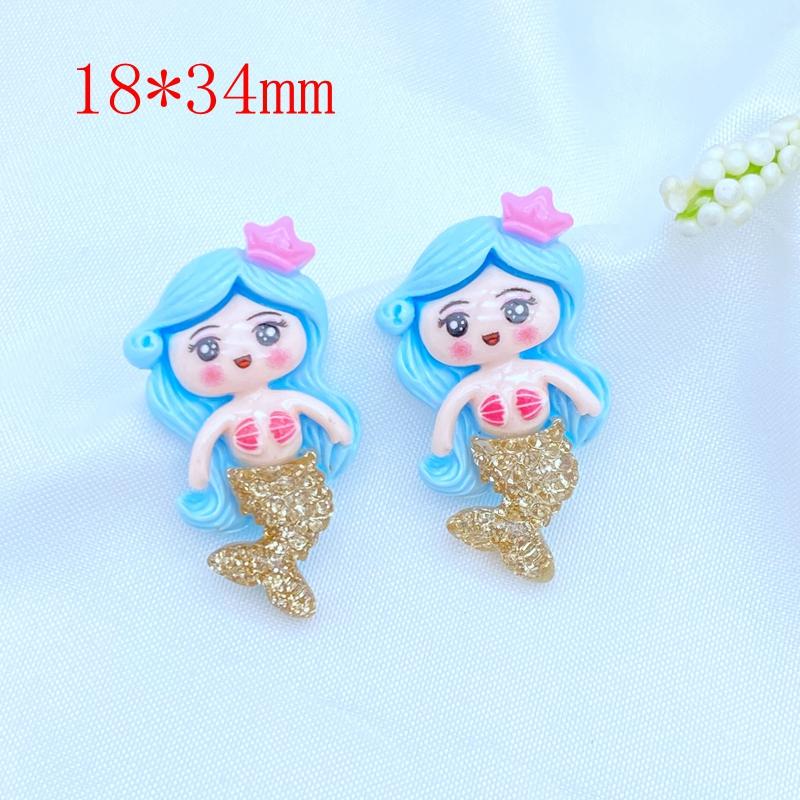 

10Pcs Lovely Mermaid Princess Flat back Resin Cabochon Scrapbooking Craft DIY Hair Bows Accessories Phone Case Decoration Q13