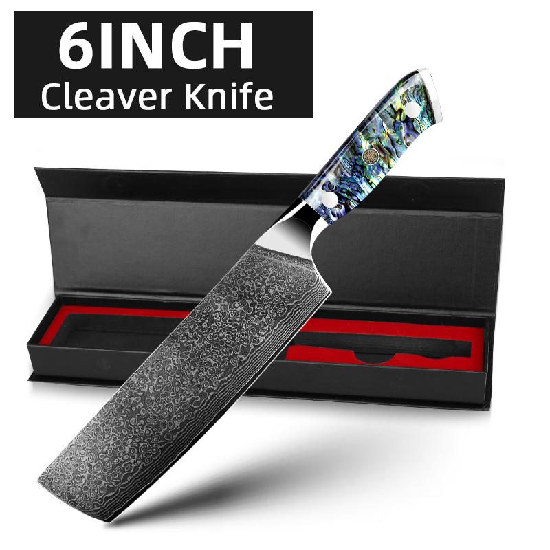 Damascus Steel Knives Chef Knife VG10 67 Layers Cleaver Paring Bread Knife Lasting Sharp Abalone shell handle
