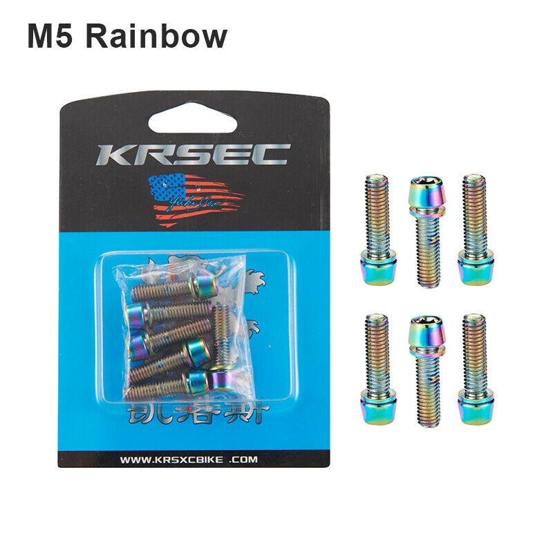 6pcs Bike Stem Bolts M6/M5 Titanium Color Stem Fixing Bolt Stainless Steel Ultralight Handlebar stem Screws Cycling Parts