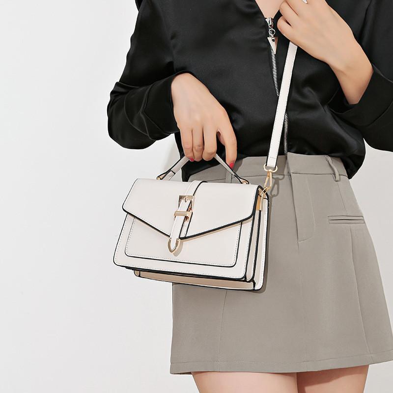 Elegant Women's Small Square Bag Multi-layer Simple Handbag Lock Commuter Bag 2023 New Shoulder Crossbody Bag