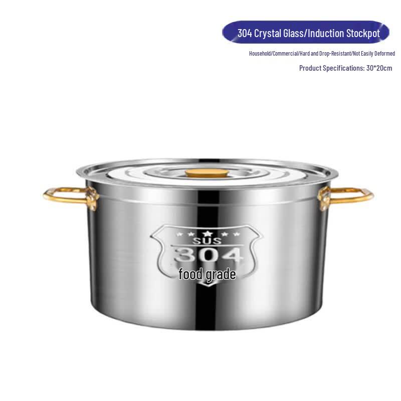 Jie Geng Yao 304 Stainless Steel Induction Soup Pot with Lid