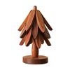 Yousheng Christmas Tree Trivet Set Wooden Coasters with Stand Heat-Resistant Pot Holders Festive Table Protector for Hot Dishes